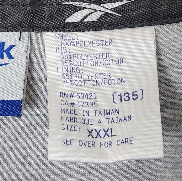 REEBOK Black & White Embroidered Logo Lined Pop Over size XXXL - Picture 5 of 10